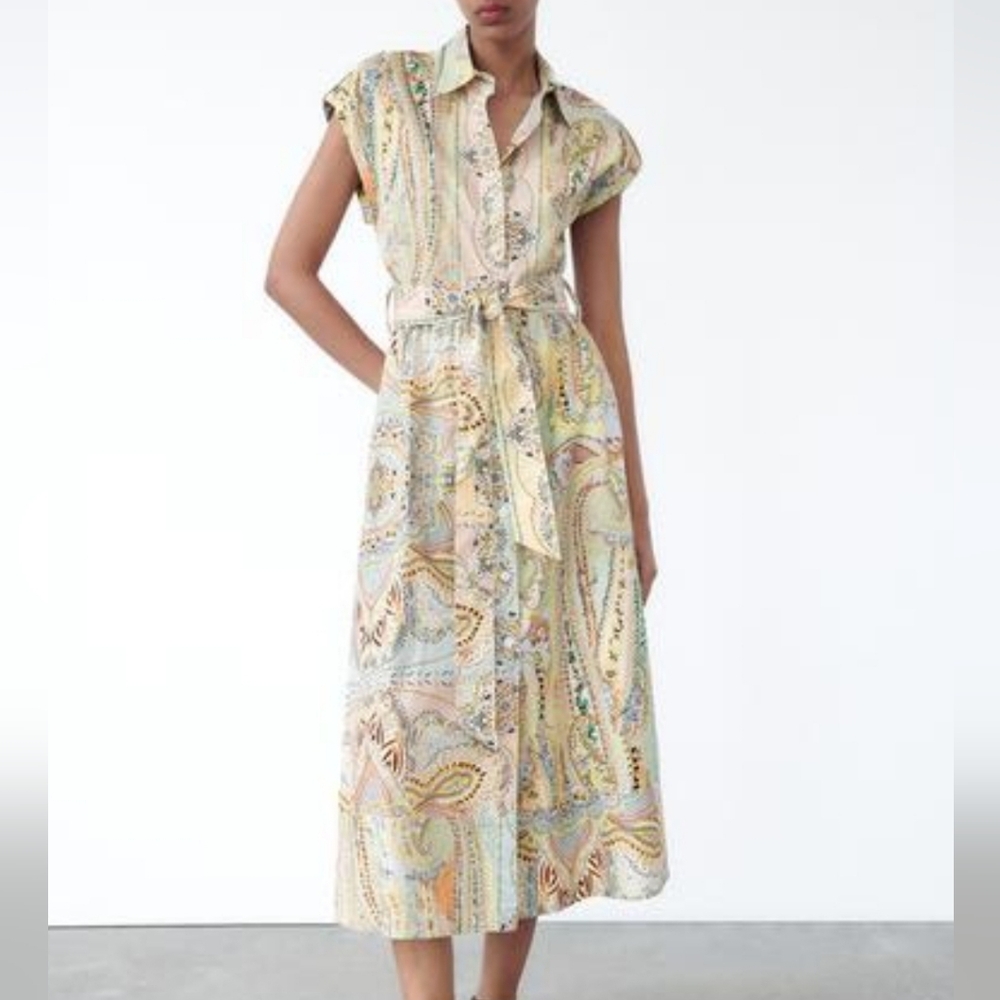 Zara Sleeveless Midi Shirt Dress